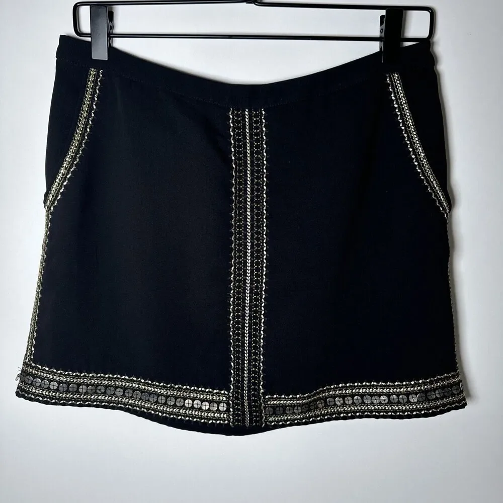 Madewell Mini Skirt Size 2 Black Metallic Edgy Boho Goth Whimsigoth Artsy Grunge
